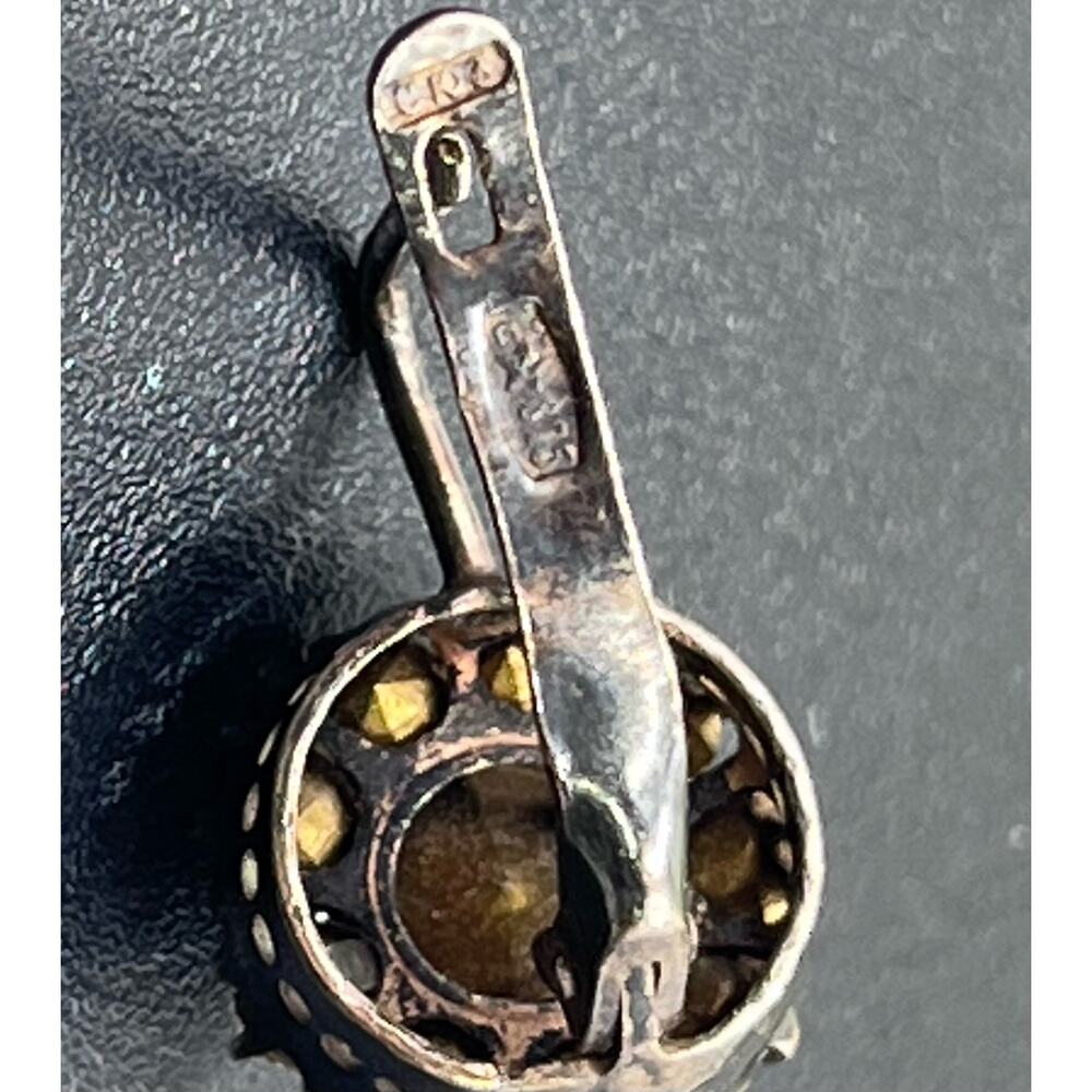 Vintage USSR Gilt 21k Gold Soviet Sterling Silver 875 Rock Crystal‎ Earrings - Picture 7 of 16